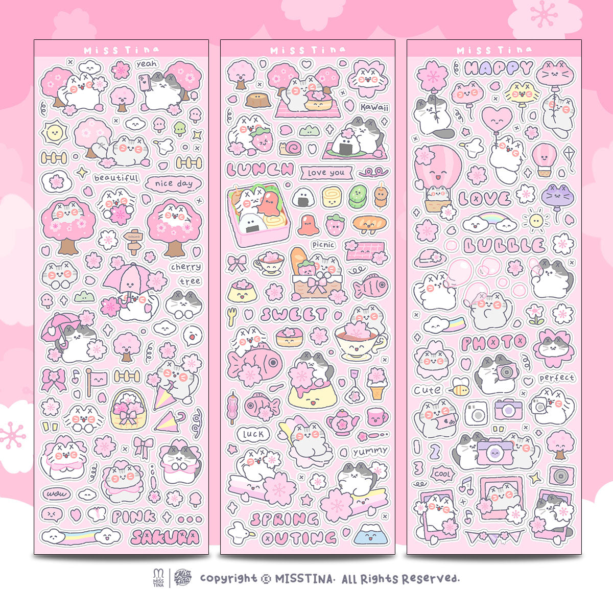 「MISSTINA」Spring Symphony Mi Stickers, Three Star Sparkling Sand Films, Original Handmade Curtain Matte Film, Guka Stickers