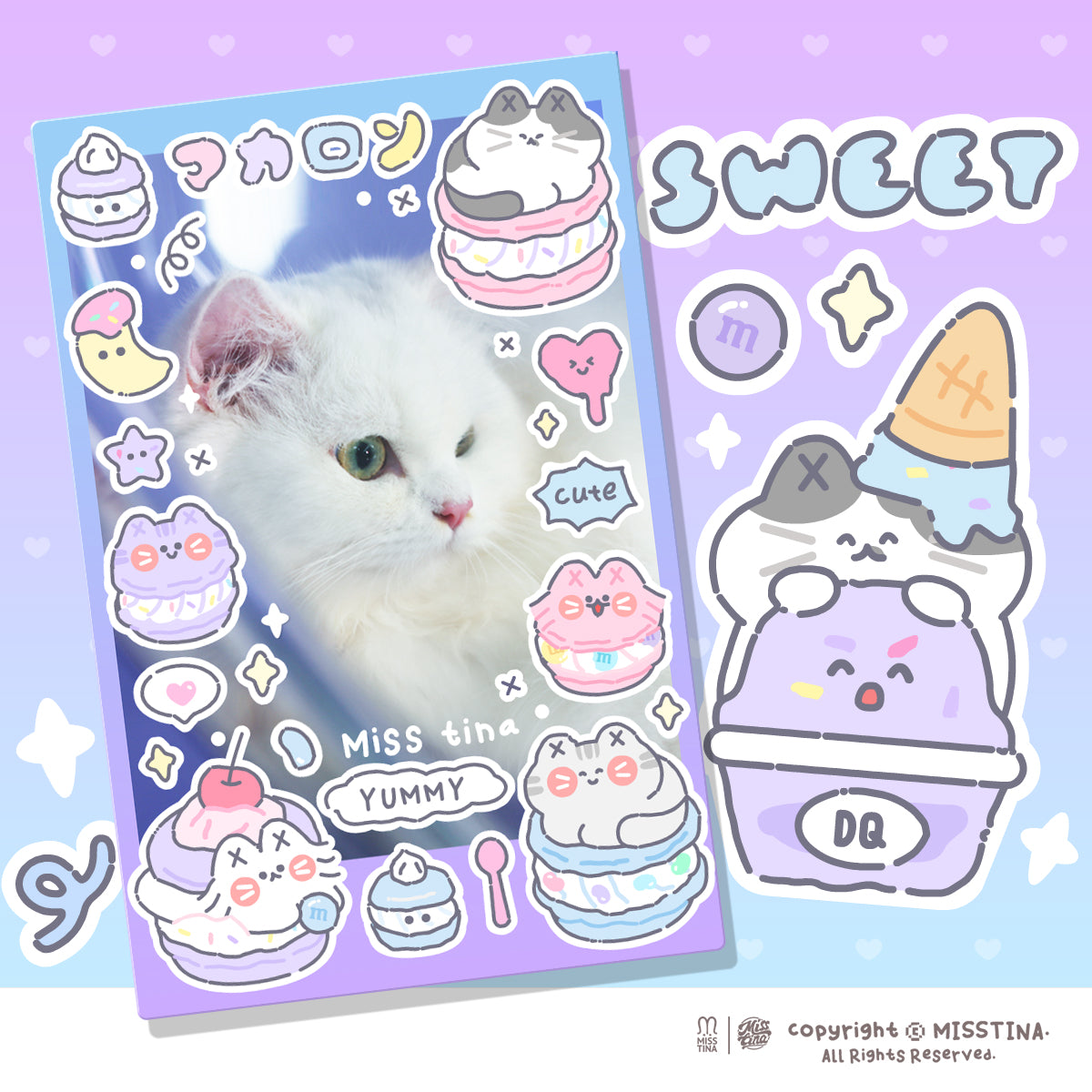 「MISSTINA」Colorful Dessert Flash Film Sticker Original Waterproof Notebook Matte Film Star Coo Card