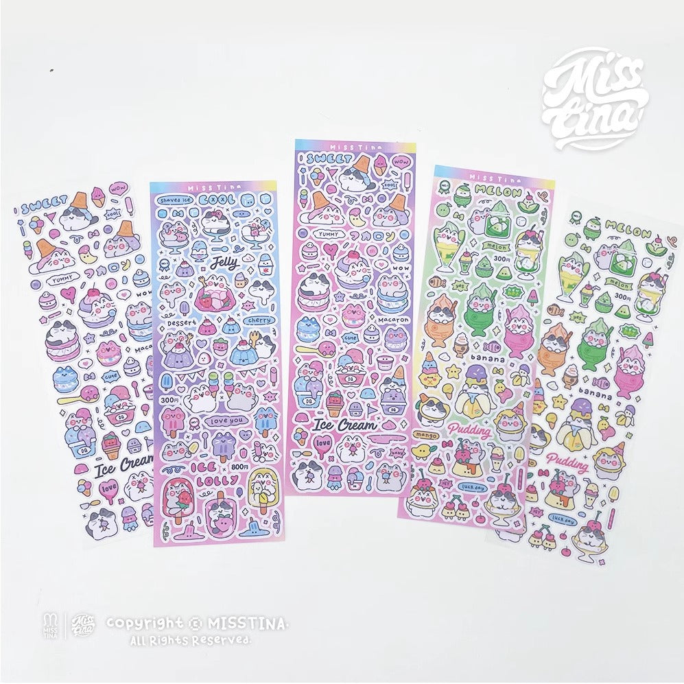 「MISSTINA」Colorful Dessert Flash Film Sticker Original Waterproof Notebook Matte Film Star Coo Card