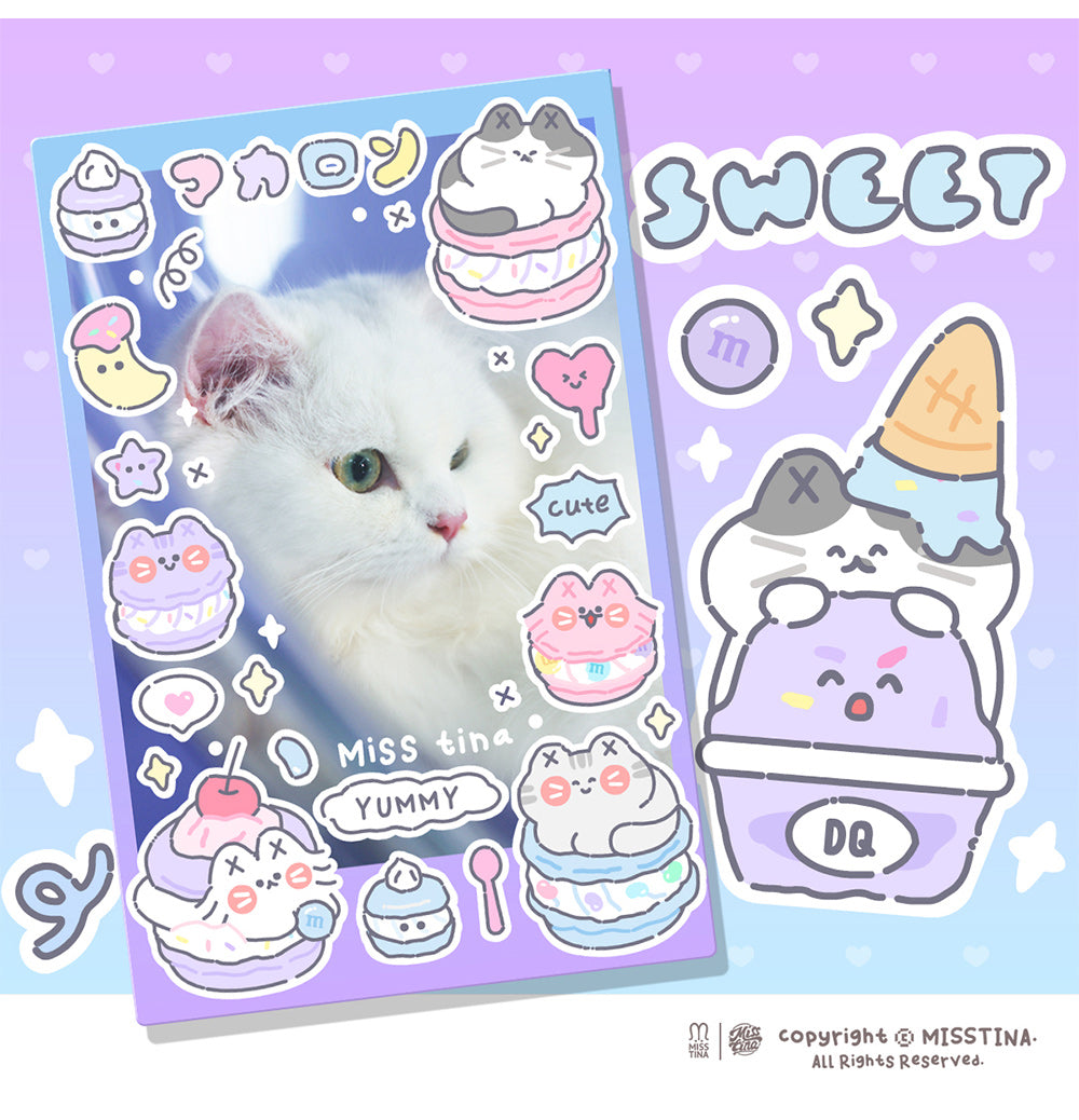 「MISSTINA」Colorful Dessert Flash Film Sticker Original Waterproof Notebook Matte Film Star Coo Card