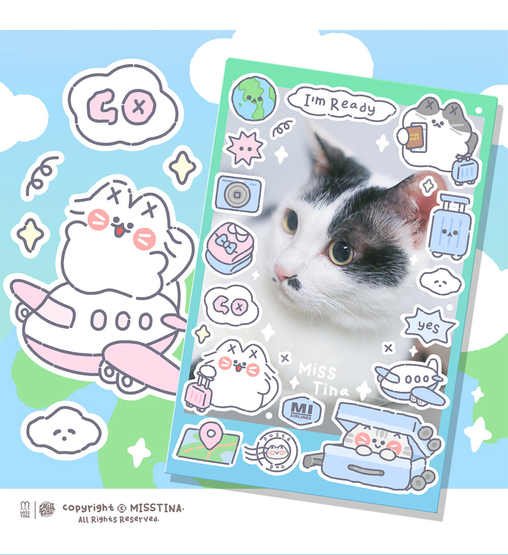 「MISSTINA」Travel Mi Flash Film Matt Film Borderless Sticker Original Waterproof Notebook Matt Film Star Coo Card