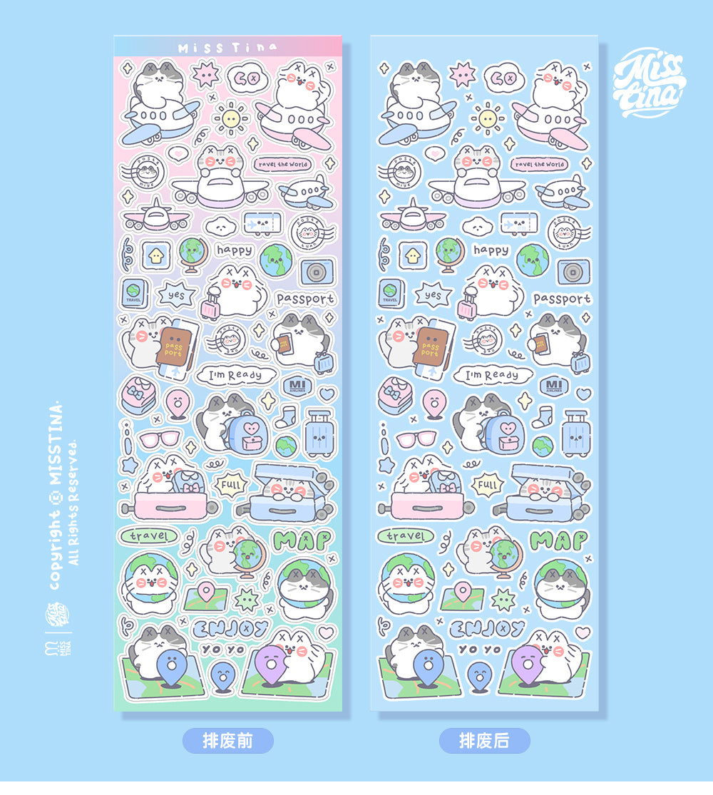 「MISSTINA」Travel Mi Flash Film Matt Film Borderless Sticker Original Waterproof Notebook Matt Film Star Coo Card