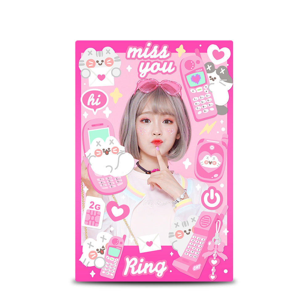 「MISSTINA」 Retro mobile phone MI flash film borderless stickers original cat waterproof notebook stickers celebrity card