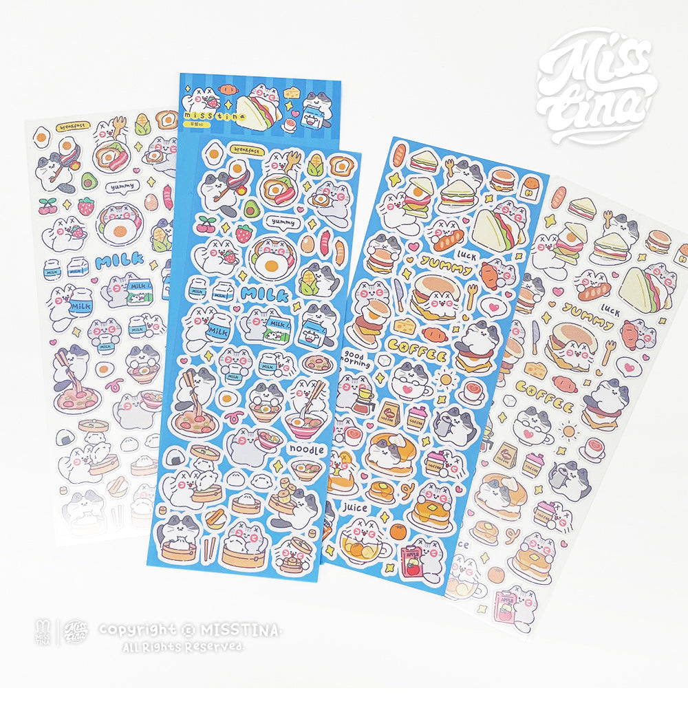 "MISSTINA" Breakfast MI series flash film stickers original waterproof diary notebook stickers celebrity card stickers