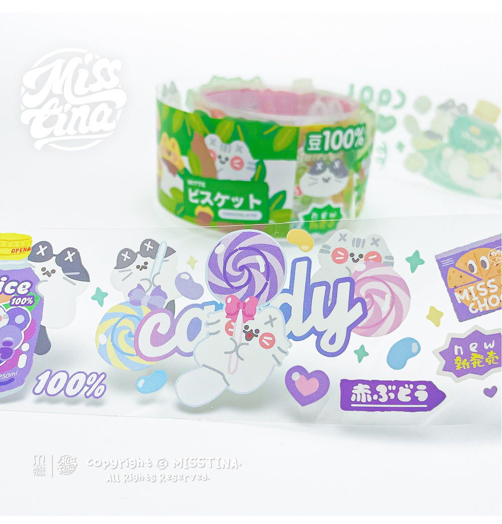 「MISSTINA」テープMIのドラマ宝物スナック光沢PET装飾ノートステッカーオリジナル猫