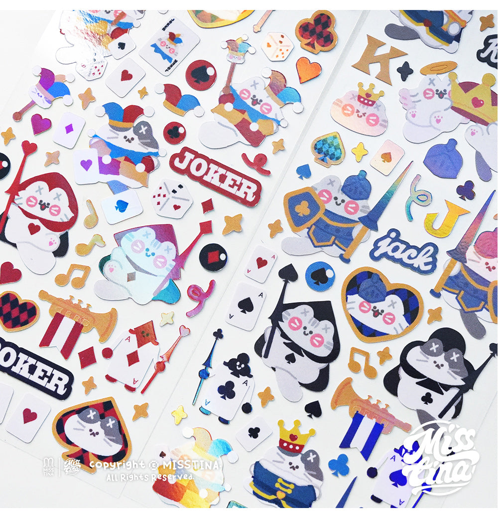 "MISSTINA" MI's red and blue Poker Kingdom plain laser film stickers original waterproof notebook stickers