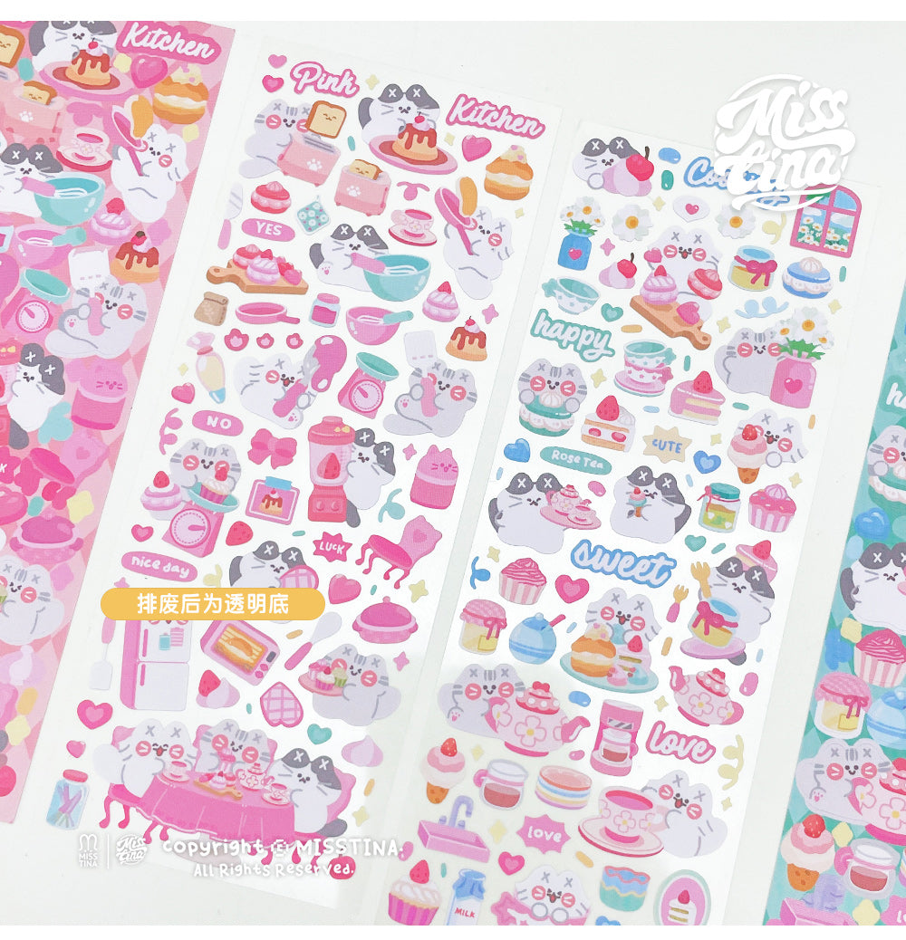 「MISSTINA」Pink Kitchen Mi Flash Film Borderless Sticker Original Waterproof Notebook Matte Film Star Coo Card