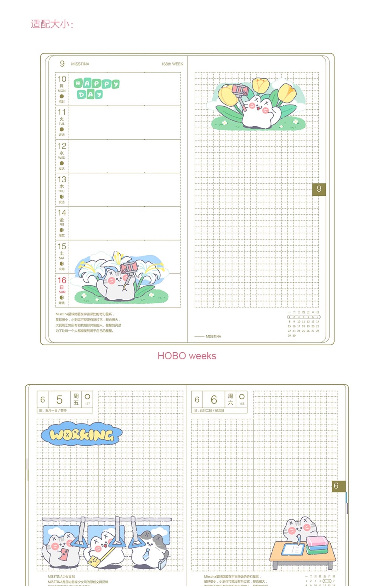 "MISSTINA" tape MI's 365-day glossy PET and paper special oil decorative notebook stickers original cat