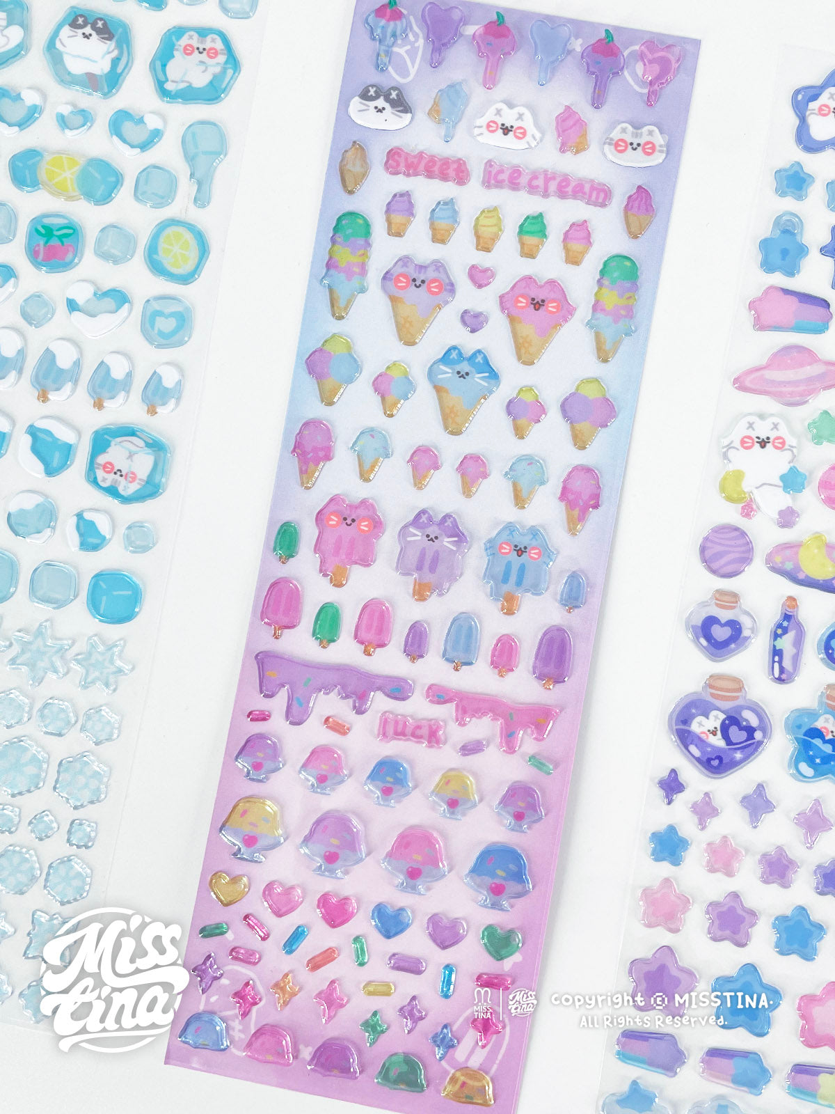 MISSTINA original transparent snowflake ice candy DECO three-dimensional stickers diary notebook card
